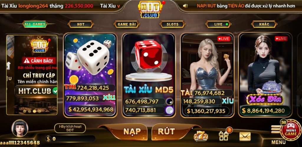 Kho game khổng lồ của nhà cái hitclub